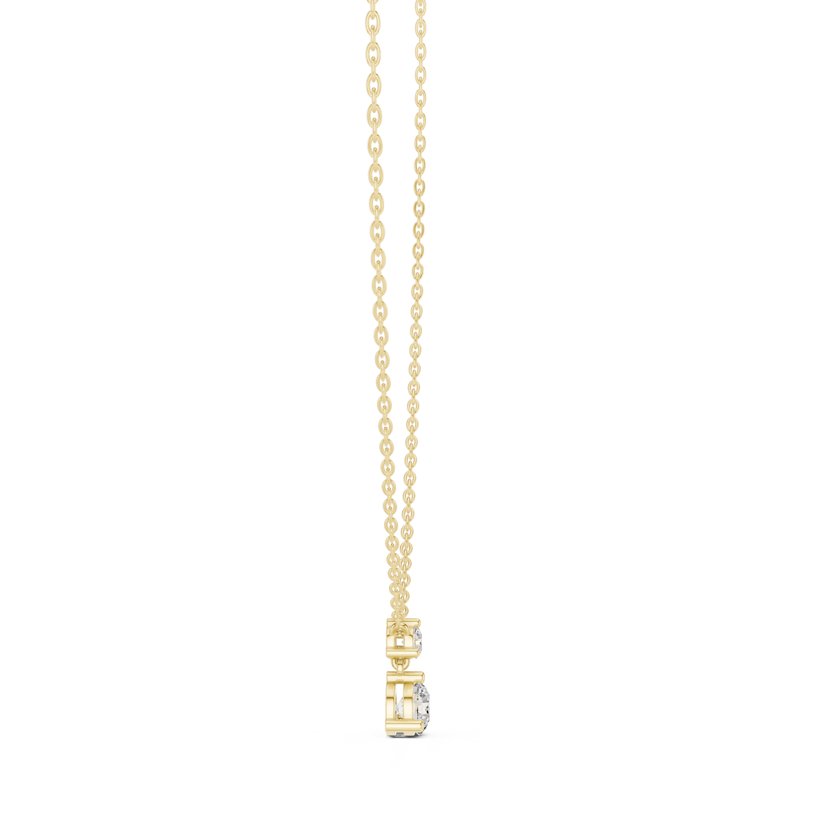 Duovelle Two Stone Drop Solitaire Lab Grown Diamond Pendant Necklace