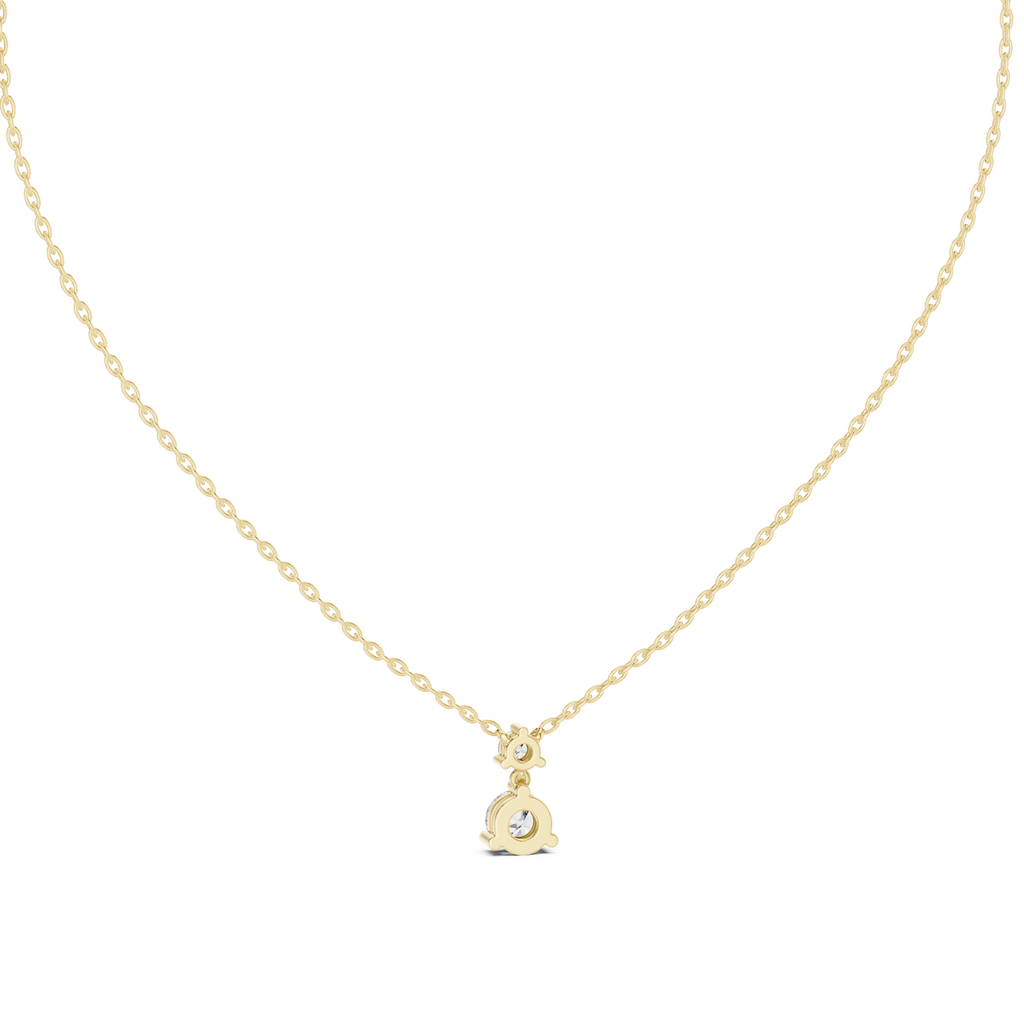 Duovelle Two Stone Drop Solitaire Lab Grown Diamond Pendant Necklace