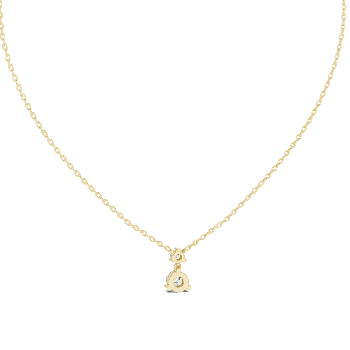 Duovelle Two Stone Drop Solitaire Lab Grown Diamond Pendant Necklace