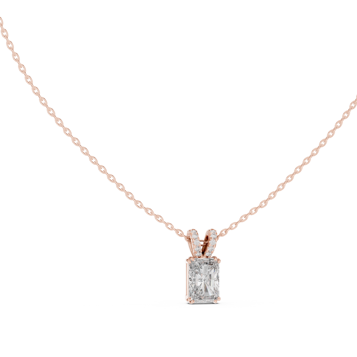 Radiavelle Radiant Cut Solitaire Lab Grown Diamond Pendant Necklace