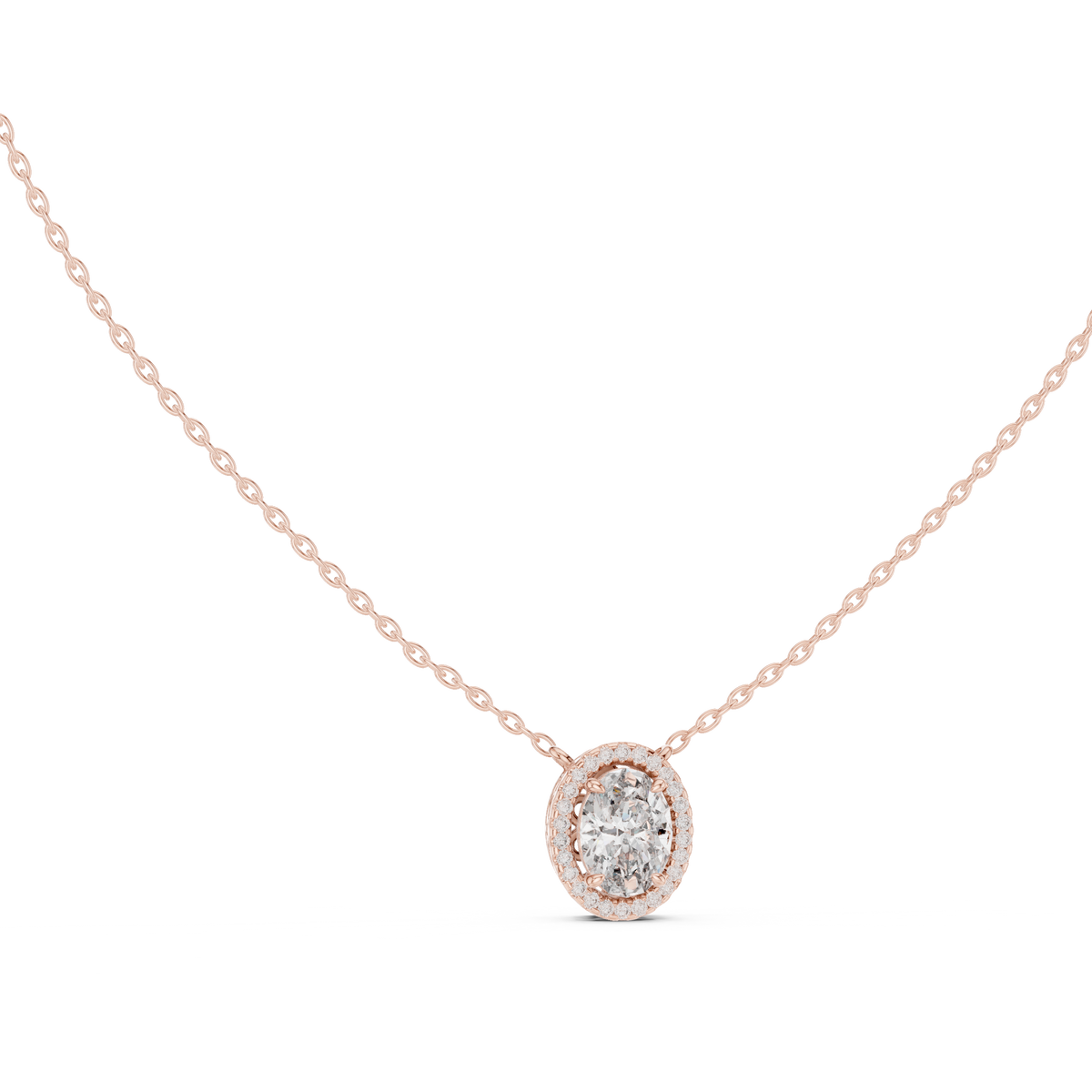 Ovalisse Oval Cut Halo Lab Grown Diamond Pendant Necklace