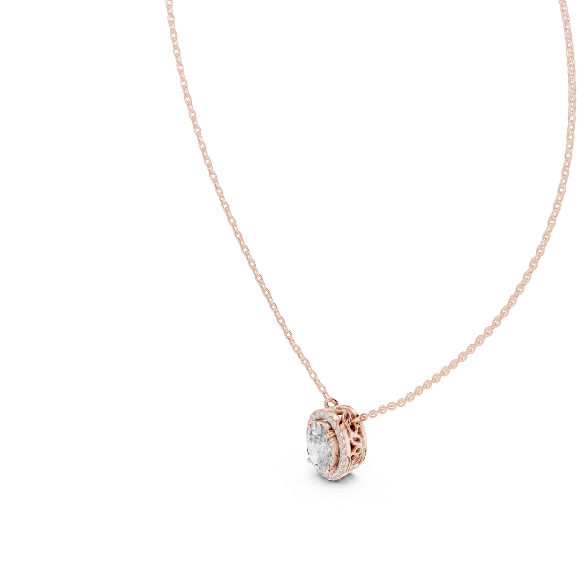 Ovalisse Oval Cut Halo Lab Grown Diamond Pendant Necklace