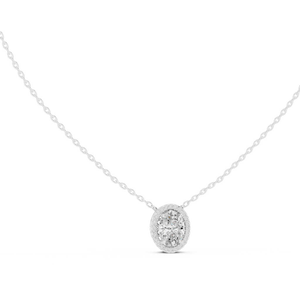 Ovalisse Oval Cut Halo Lab Grown Diamond Pendant Necklace