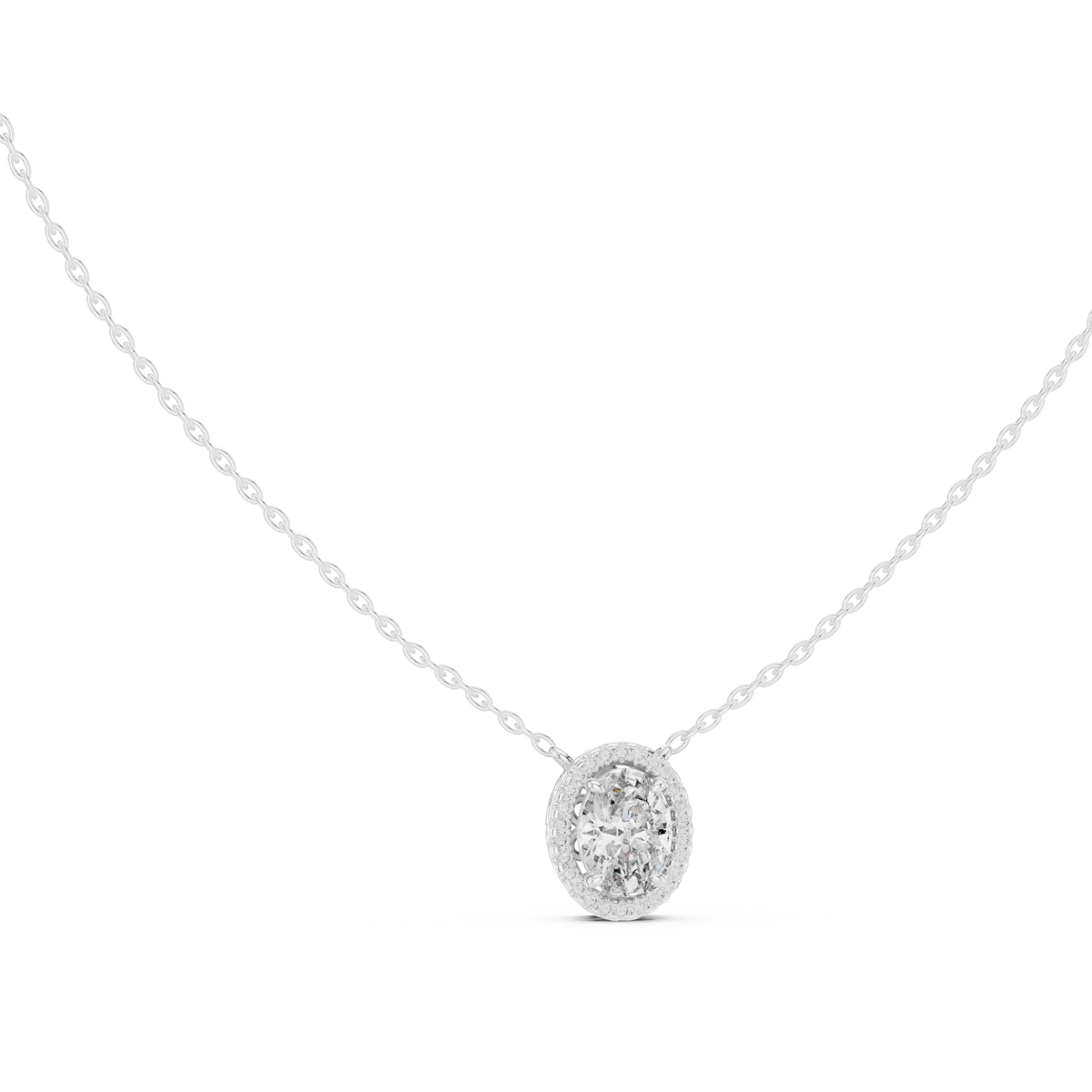 Ovalisse Oval Cut Halo Lab Grown Diamond Pendant Necklace
