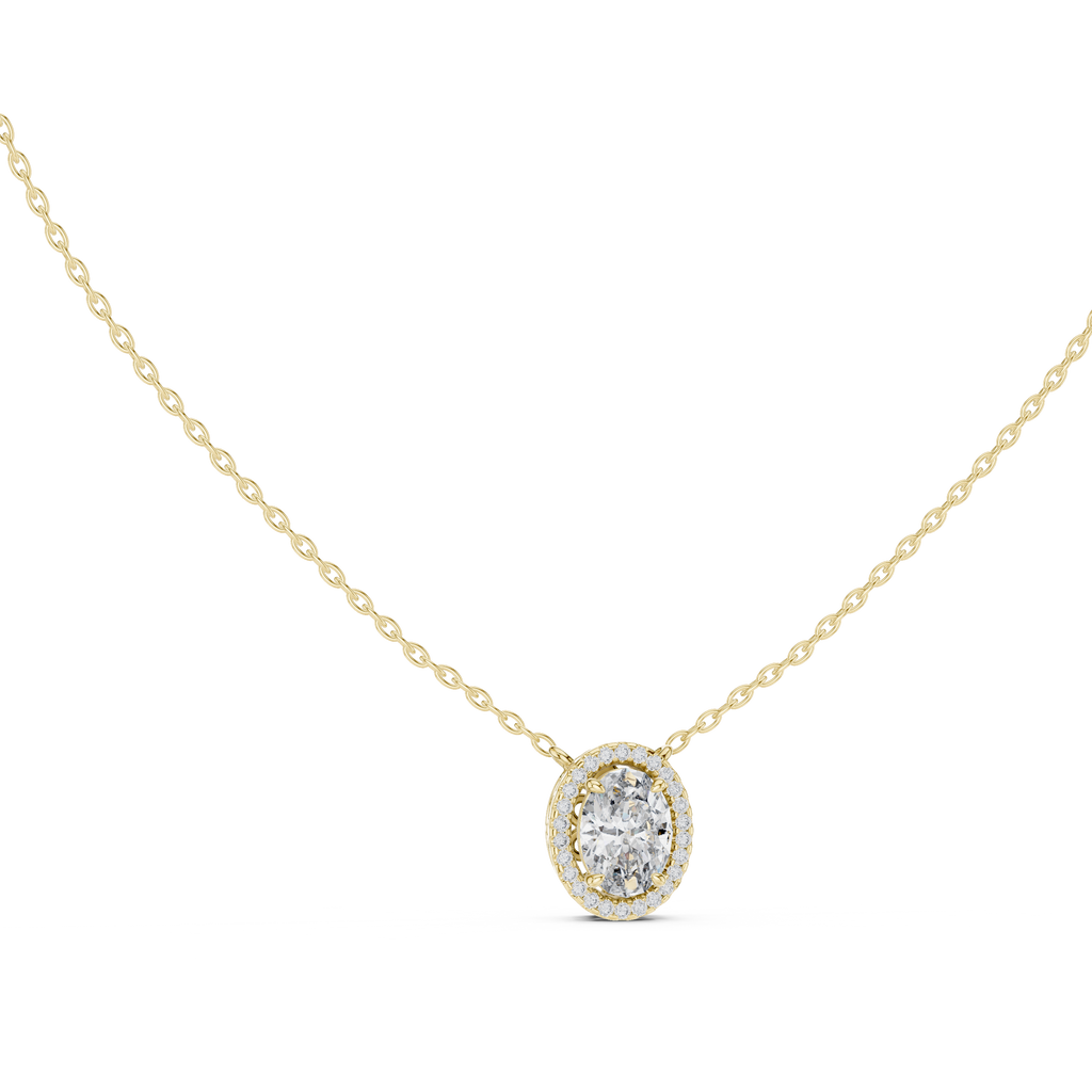 Ovalisse Oval Cut Halo Lab Grown Diamond Pendant Necklace