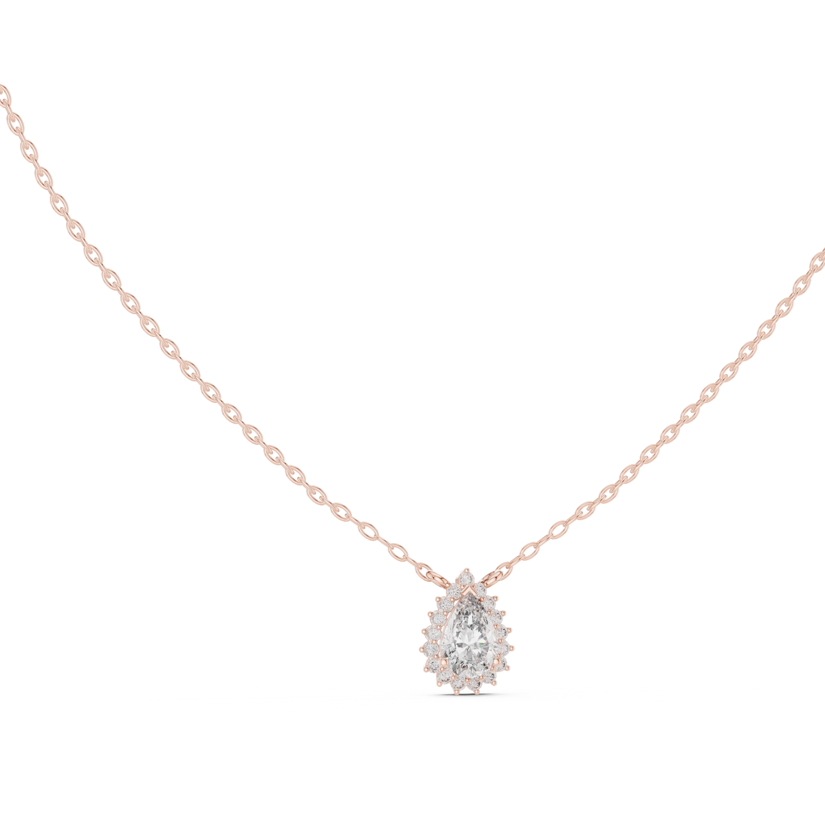 Auravelle Pear Cut Halo Lab Grown Diamond Pendant Necklace