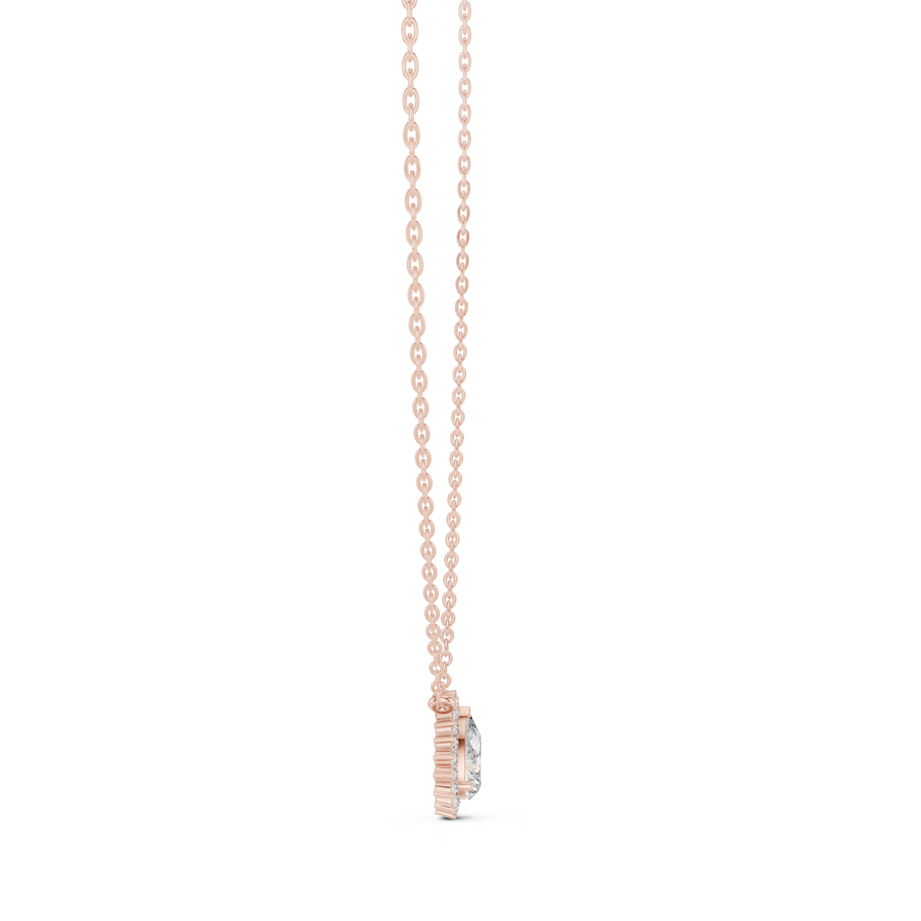 Auravelle Pear Cut Halo Lab Grown Diamond Pendant Necklace
