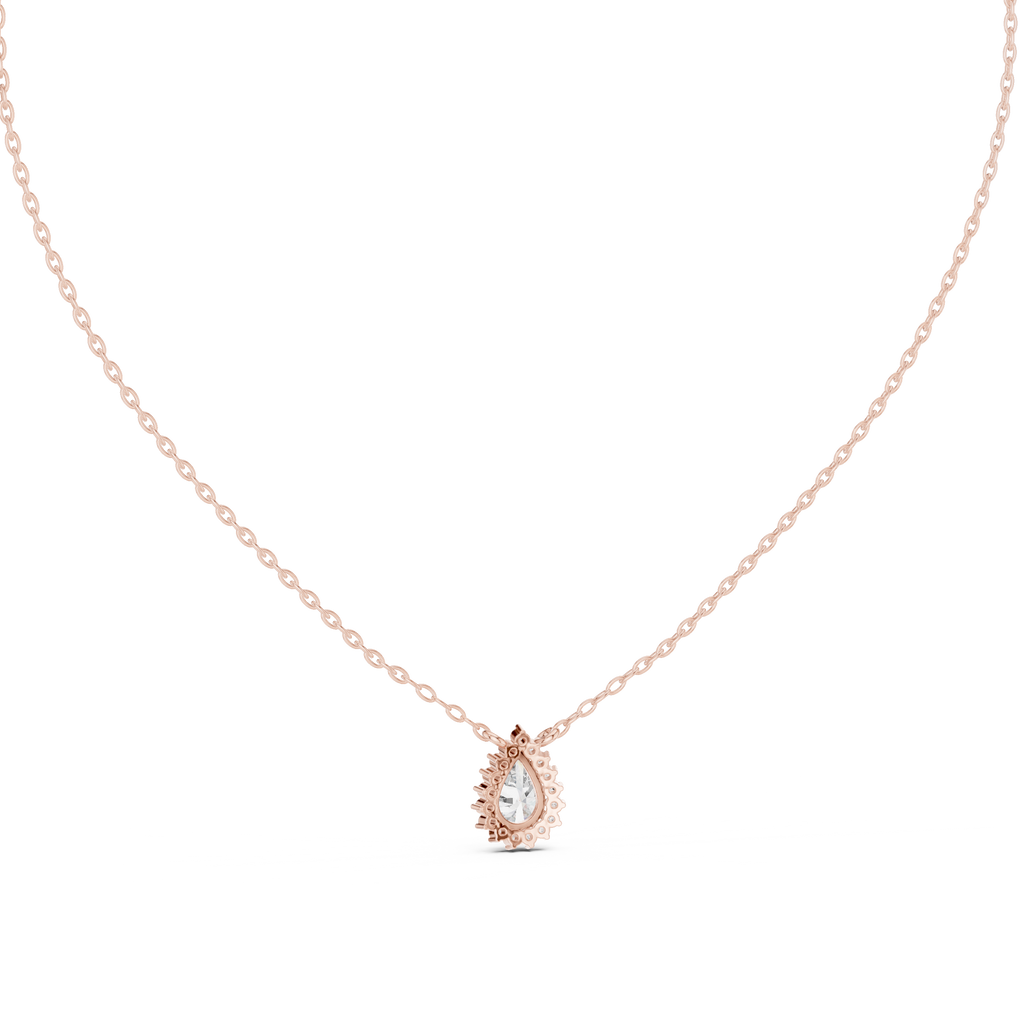 Auravelle Pear Cut Halo Lab Grown Diamond Pendant Necklace