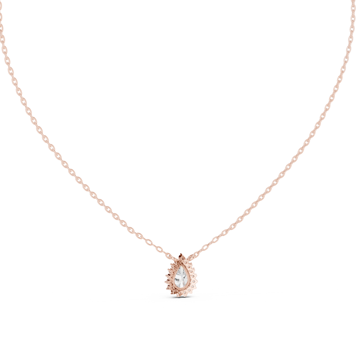 Auravelle Pear Cut Halo Lab Grown Diamond Pendant Necklace