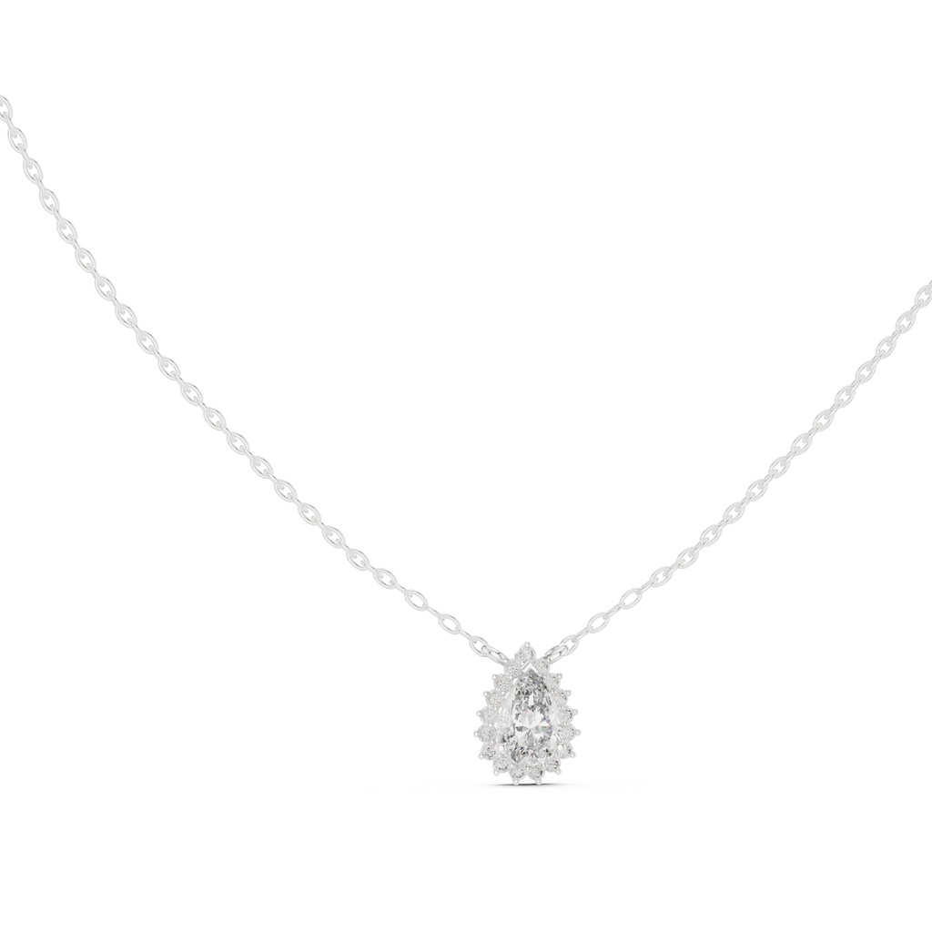 Auravelle Pear Cut Halo Lab Grown Diamond Pendant Necklace