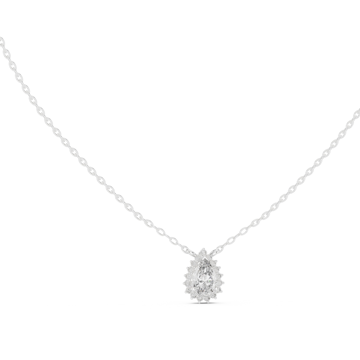 Auravelle Pear Cut Halo Lab Grown Diamond Pendant Necklace