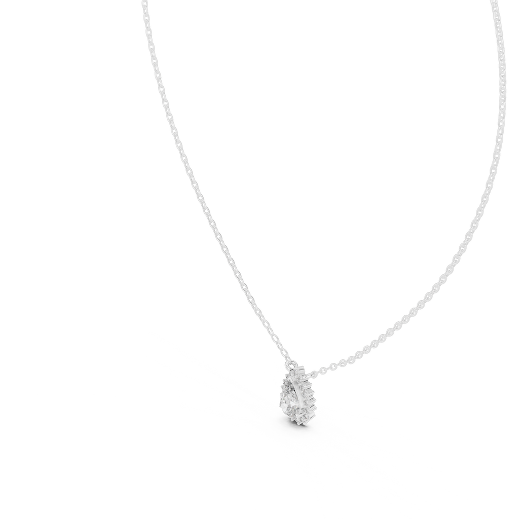 Auravelle Pear Cut Halo Lab Grown Diamond Pendant Necklace