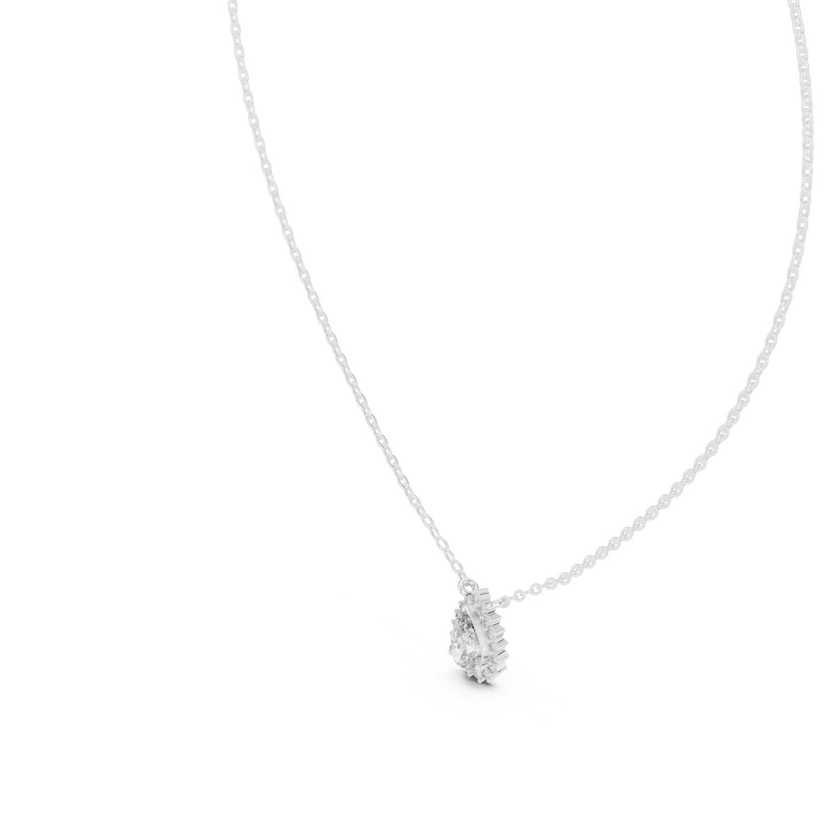Auravelle Pear Cut Halo Lab Grown Diamond Pendant Necklace