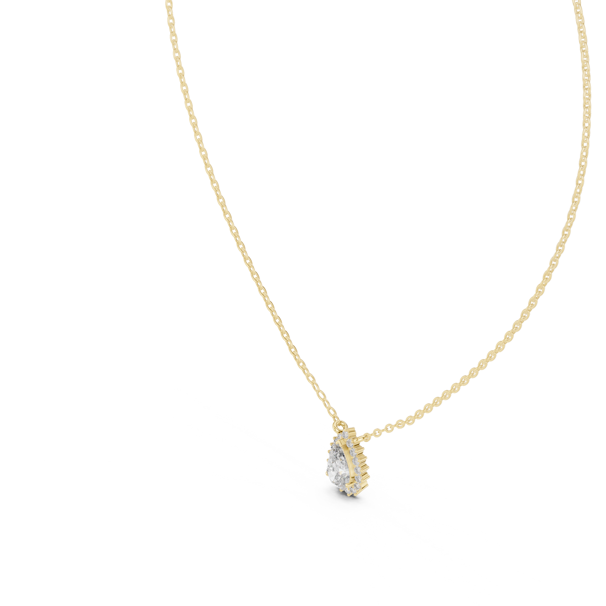 Auravelle Pear Cut Halo Lab Grown Diamond Pendant Necklace