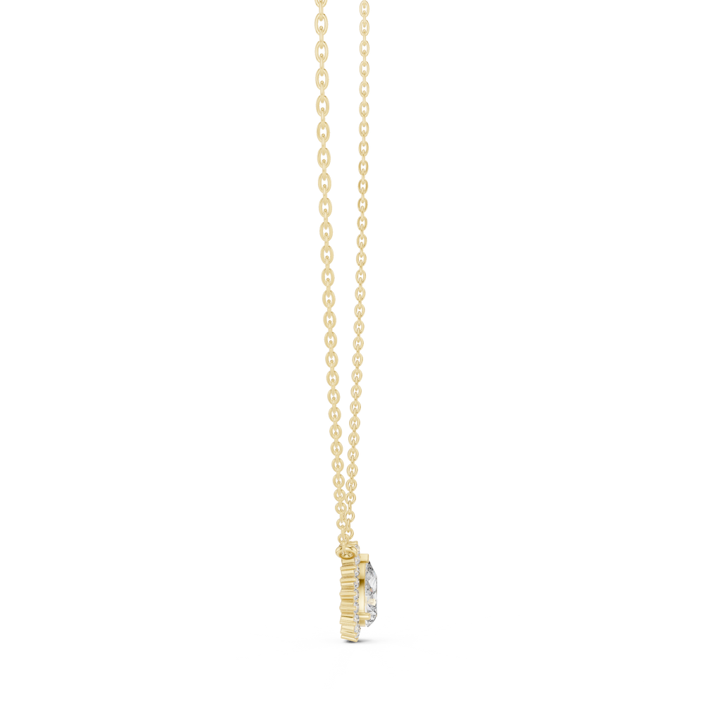 Auravelle Pear Cut Halo Lab Grown Diamond Pendant Necklace