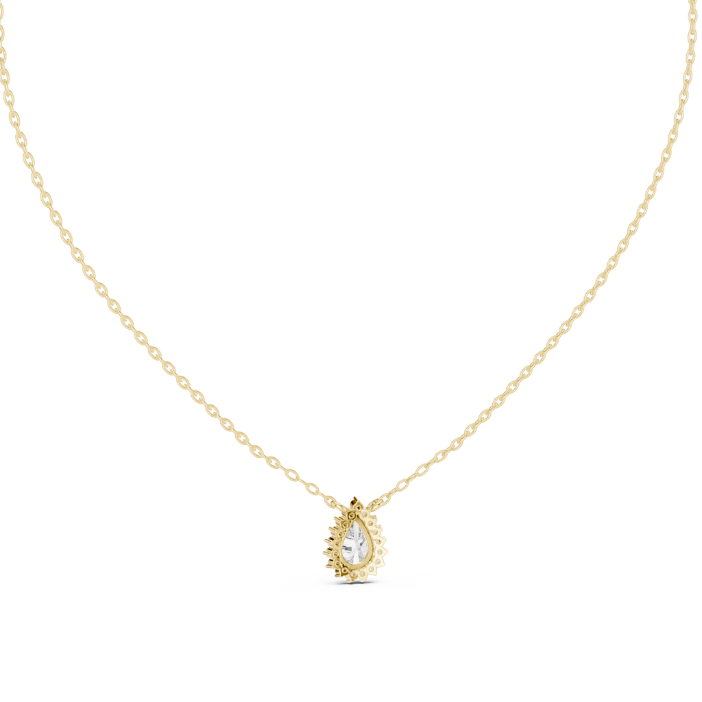 Auravelle Pear Cut Halo Lab Grown Diamond Pendant Necklace