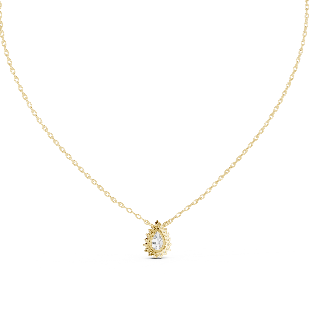 Auravelle Pear Cut Halo Lab Grown Diamond Pendant Necklace