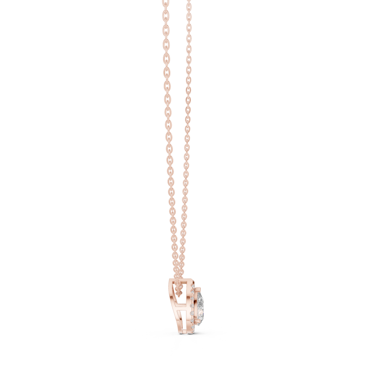 Pearelle Pear Cut Teardrop Halo Lab Grown Diamond Pendant Necklace