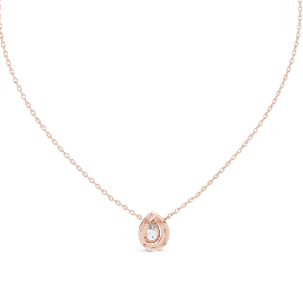 Pearelle Pear Cut Teardrop Halo Lab Grown Diamond Pendant Necklace