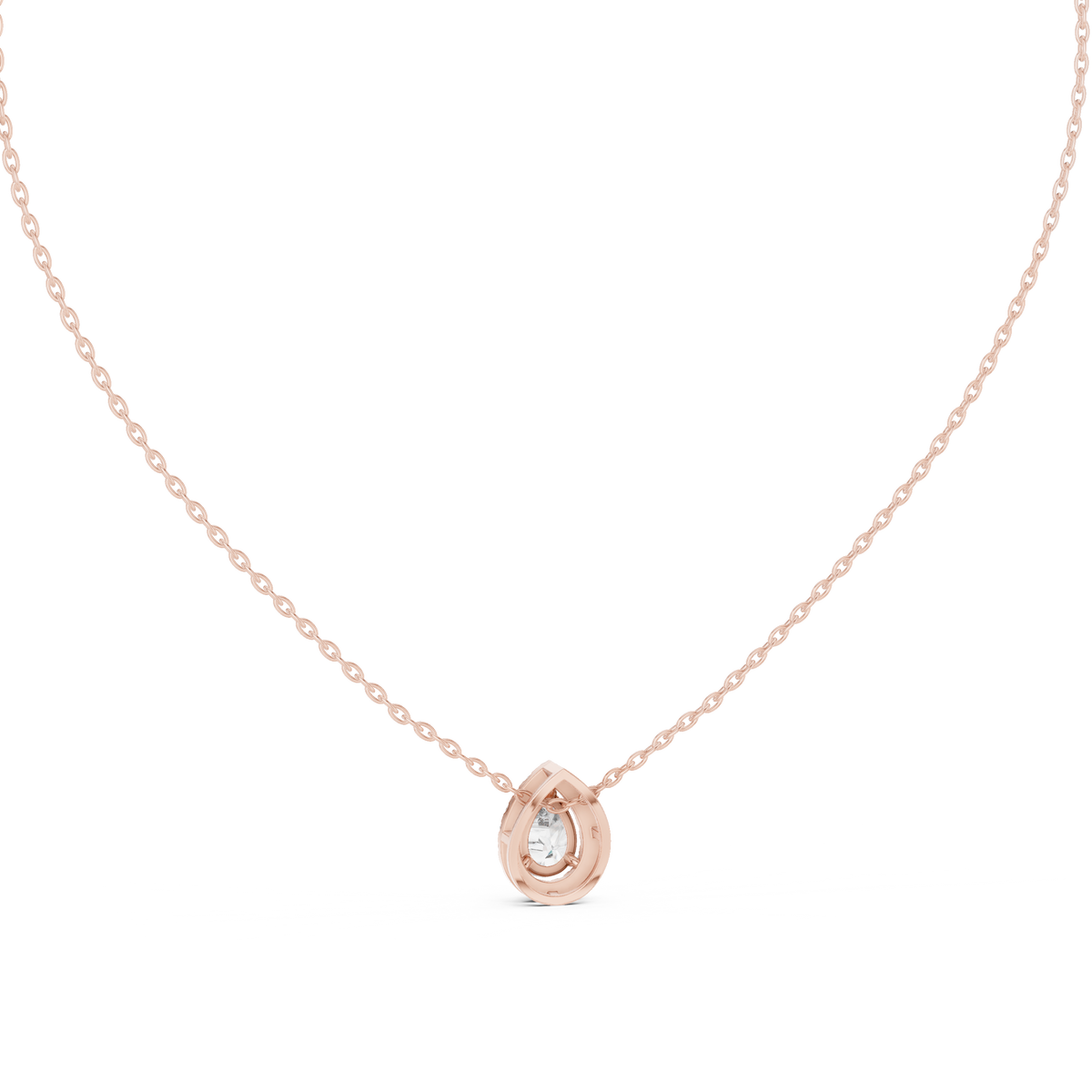 Pearelle Pear Cut Teardrop Halo Lab Grown Diamond Pendant Necklace