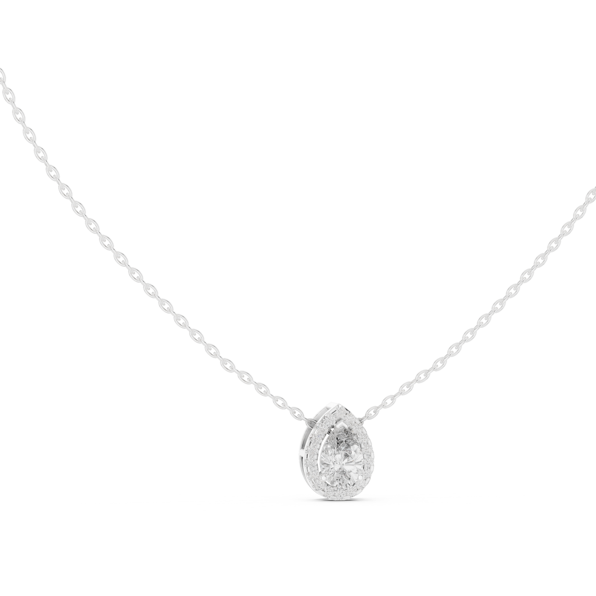 Pearelle Pear Cut Teardrop Halo Lab Grown Diamond Pendant Necklace