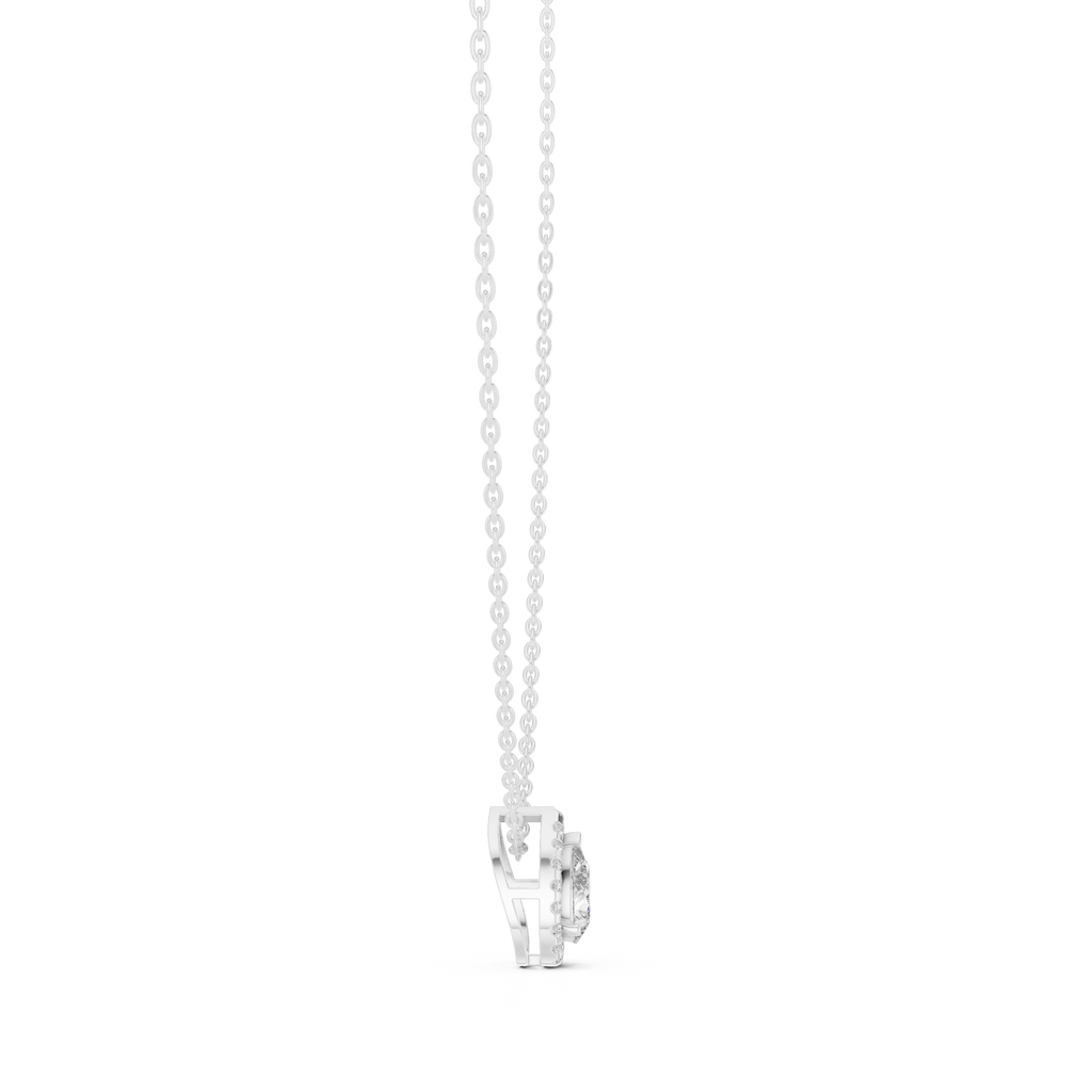 Pearelle Pear Cut Teardrop Halo Lab Grown Diamond Pendant Necklace