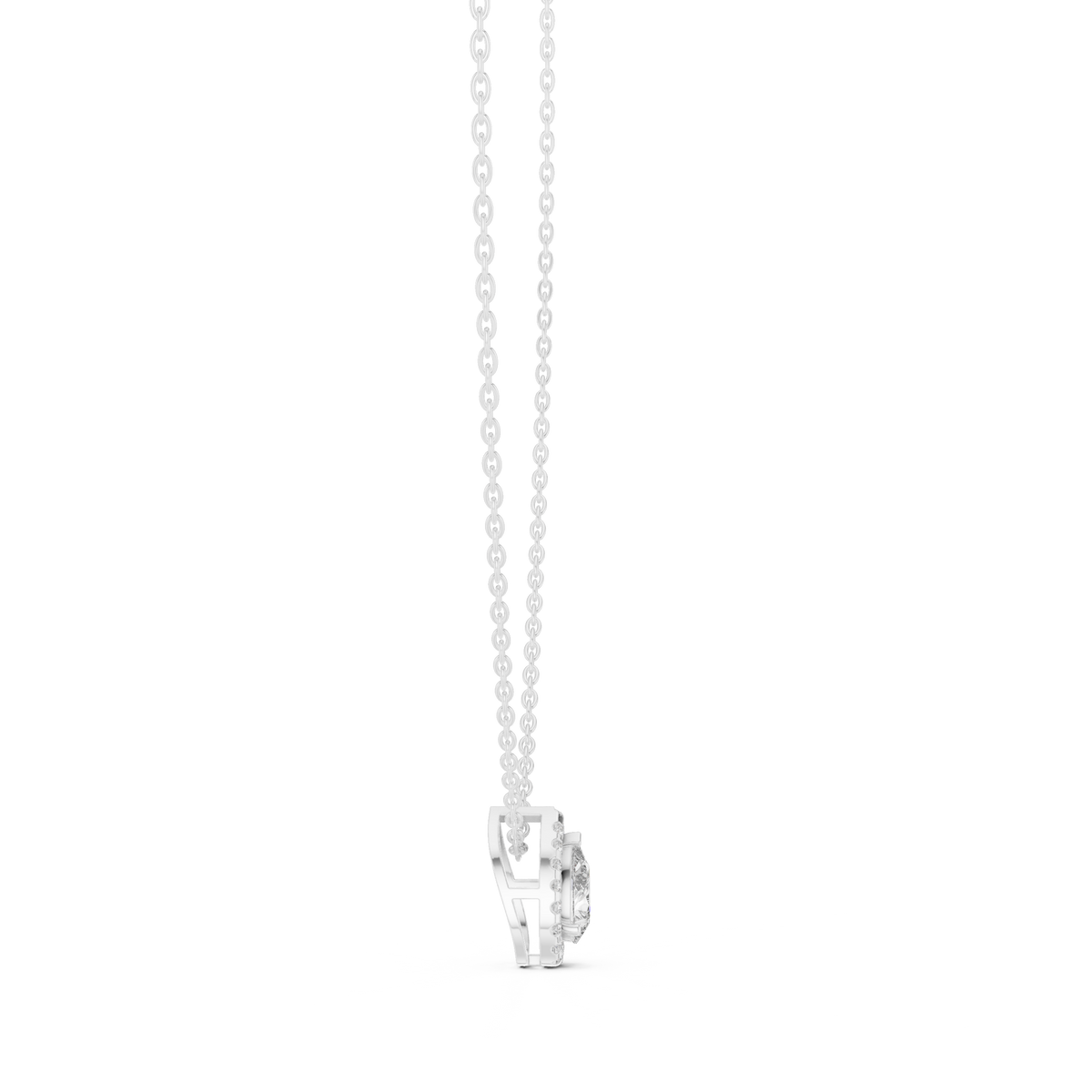 Pearelle Pear Cut Teardrop Halo Lab Grown Diamond Pendant Necklace