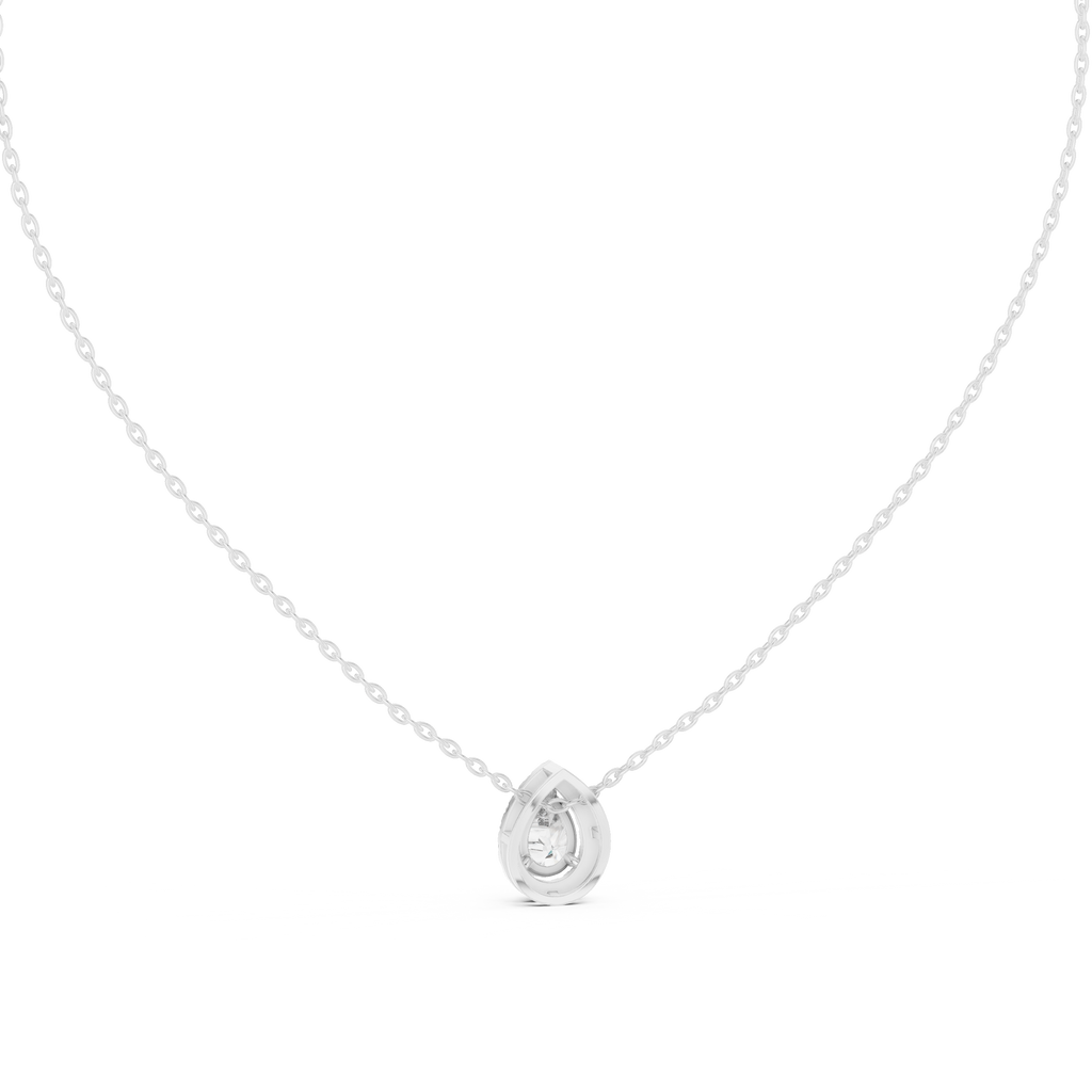 Pearelle Pear Cut Teardrop Halo Lab Grown Diamond Pendant Necklace