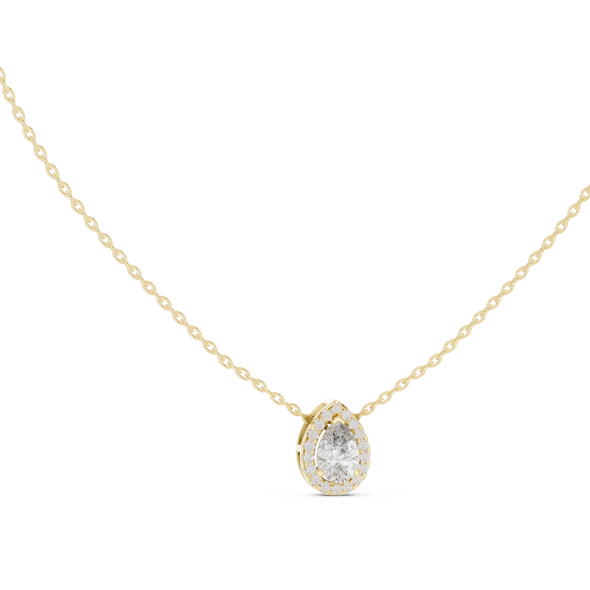 Pearelle Pear Cut Teardrop Halo Lab Grown Diamond Pendant Necklace