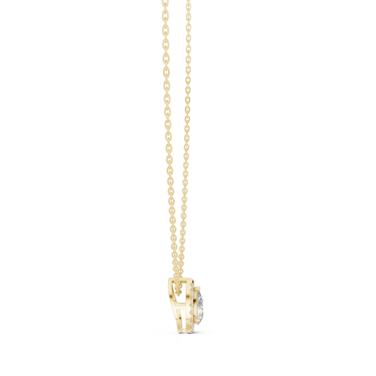 Pearelle Pear Cut Teardrop Halo Lab Grown Diamond Pendant Necklace