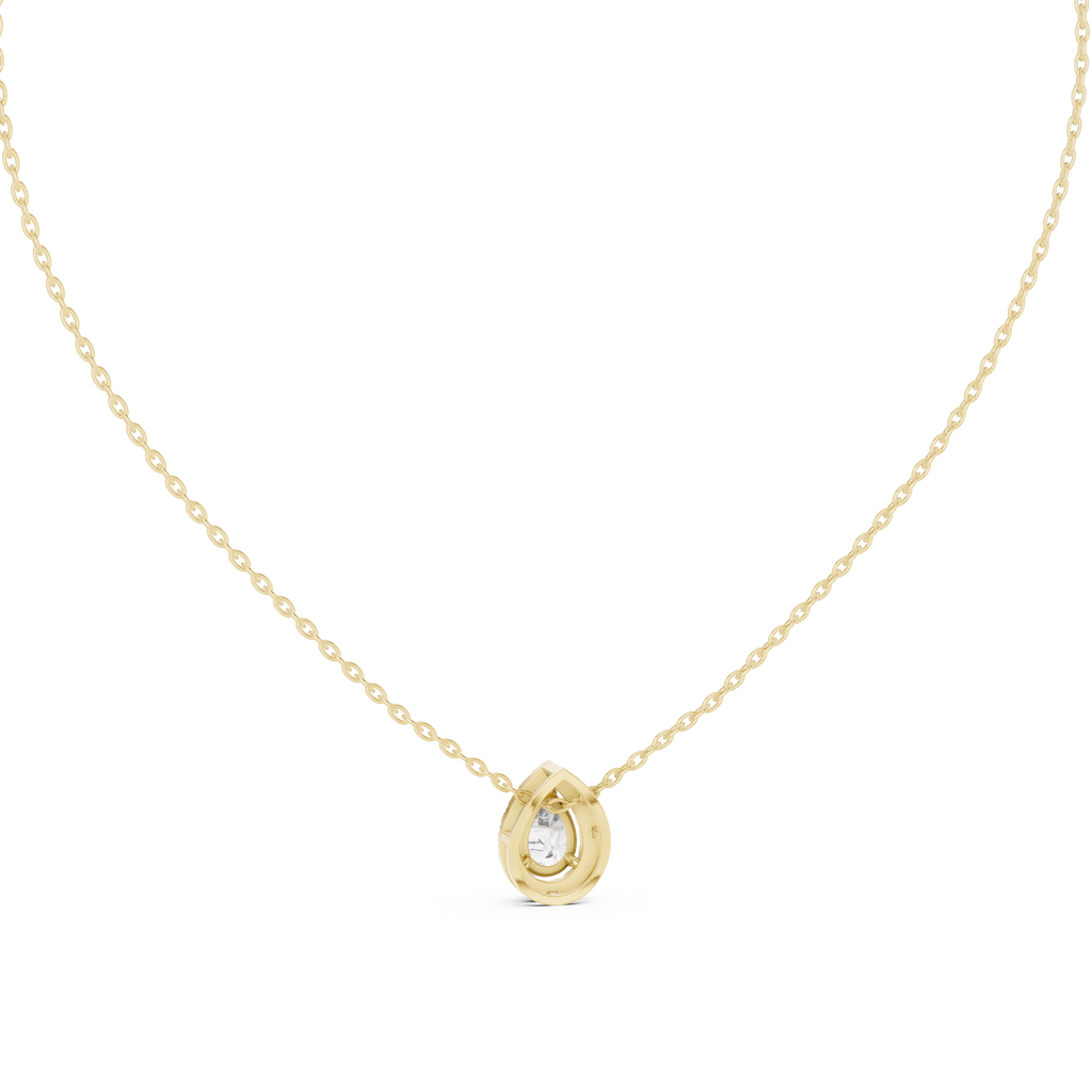 Pearelle Pear Cut Teardrop Halo Lab Grown Diamond Pendant Necklace