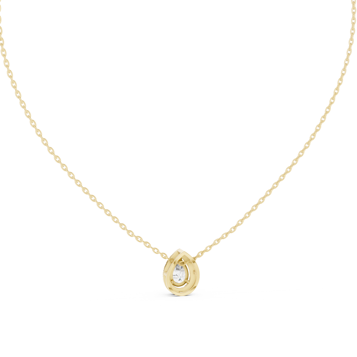 Pearelle Pear Cut Teardrop Halo Lab Grown Diamond Pendant Necklace