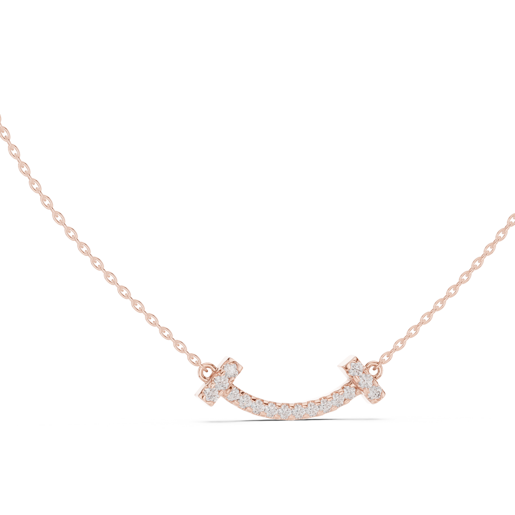 Sorrisa Curved Bar Pavé Lab Grown Diamond Smile Necklace