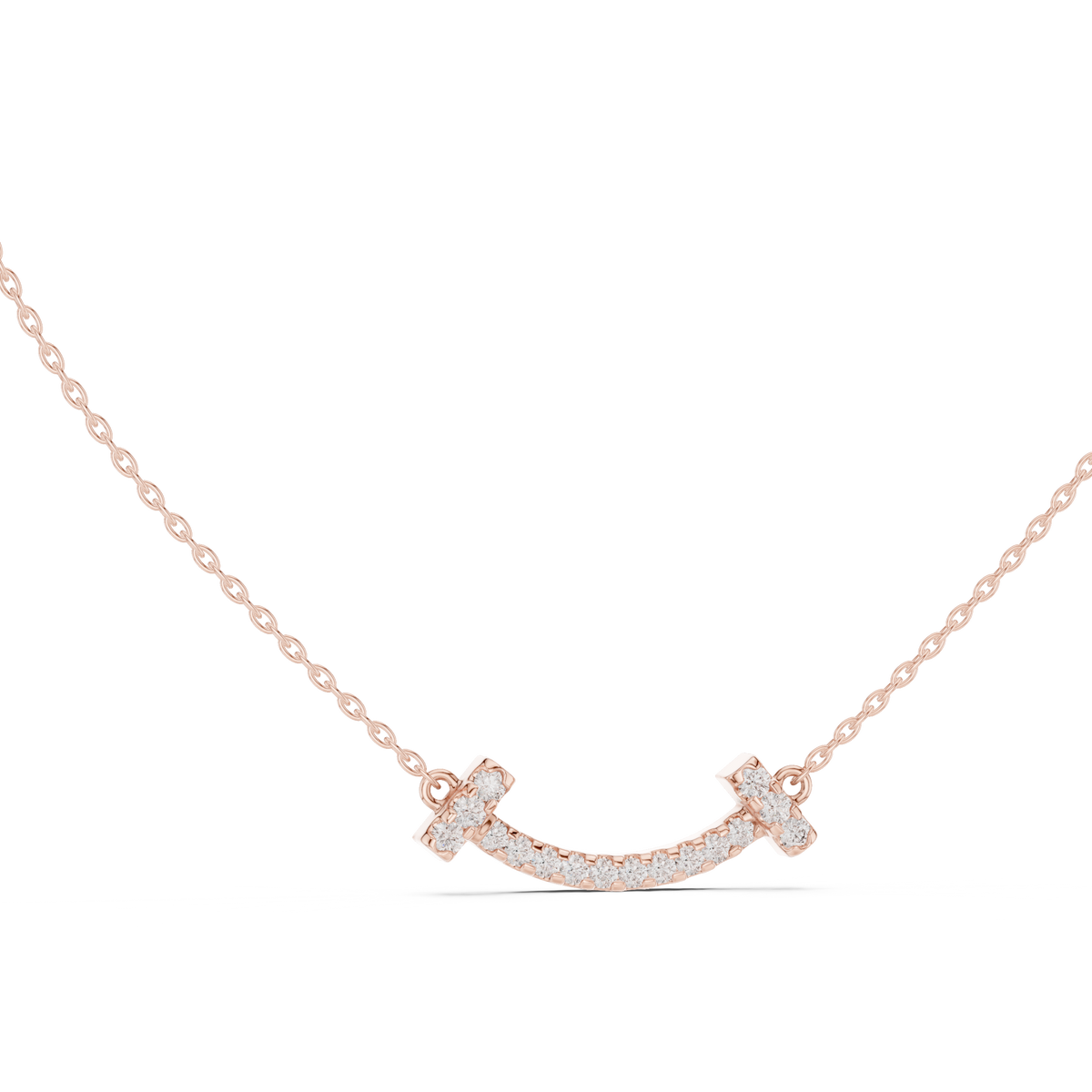 Sorrisa Curved Bar Pavé Lab Grown Diamond Smile Necklace