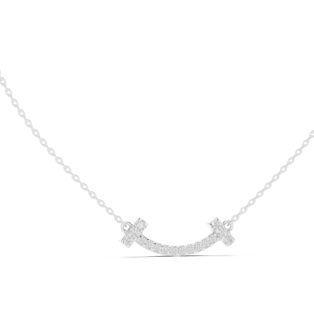 Sorrisa Curved Bar Pavé Lab Grown Diamond Smile Necklace