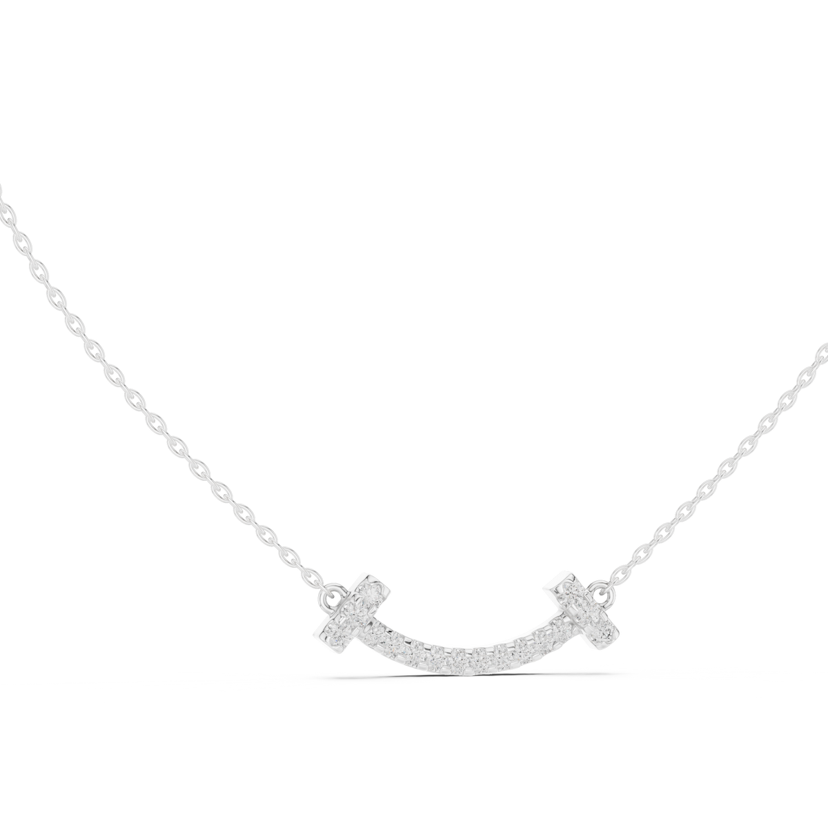 Sorrisa Curved Bar Pavé Lab Grown Diamond Smile Necklace