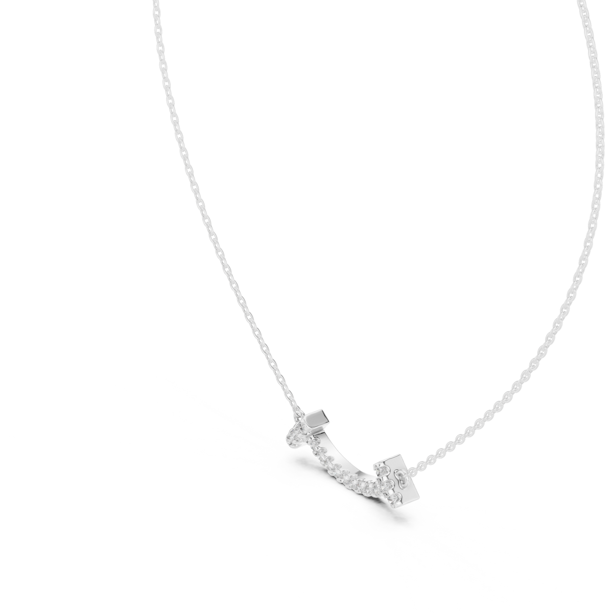 Sorrisa Curved Bar Pavé Lab Grown Diamond Smile Necklace