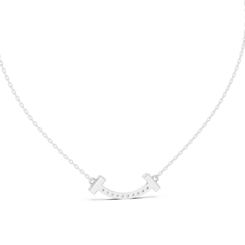 Sorrisa Curved Bar Pavé Lab Grown Diamond Smile Necklace