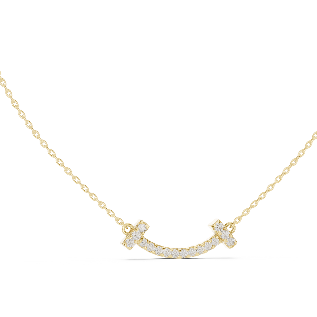 Sorrisa Curved Bar Pavé Lab Grown Diamond Smile Necklace