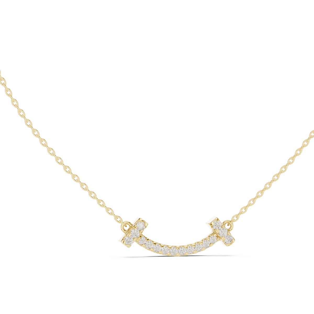 Sorrisa Curved Bar Pavé Lab Grown Diamond Smile Necklace