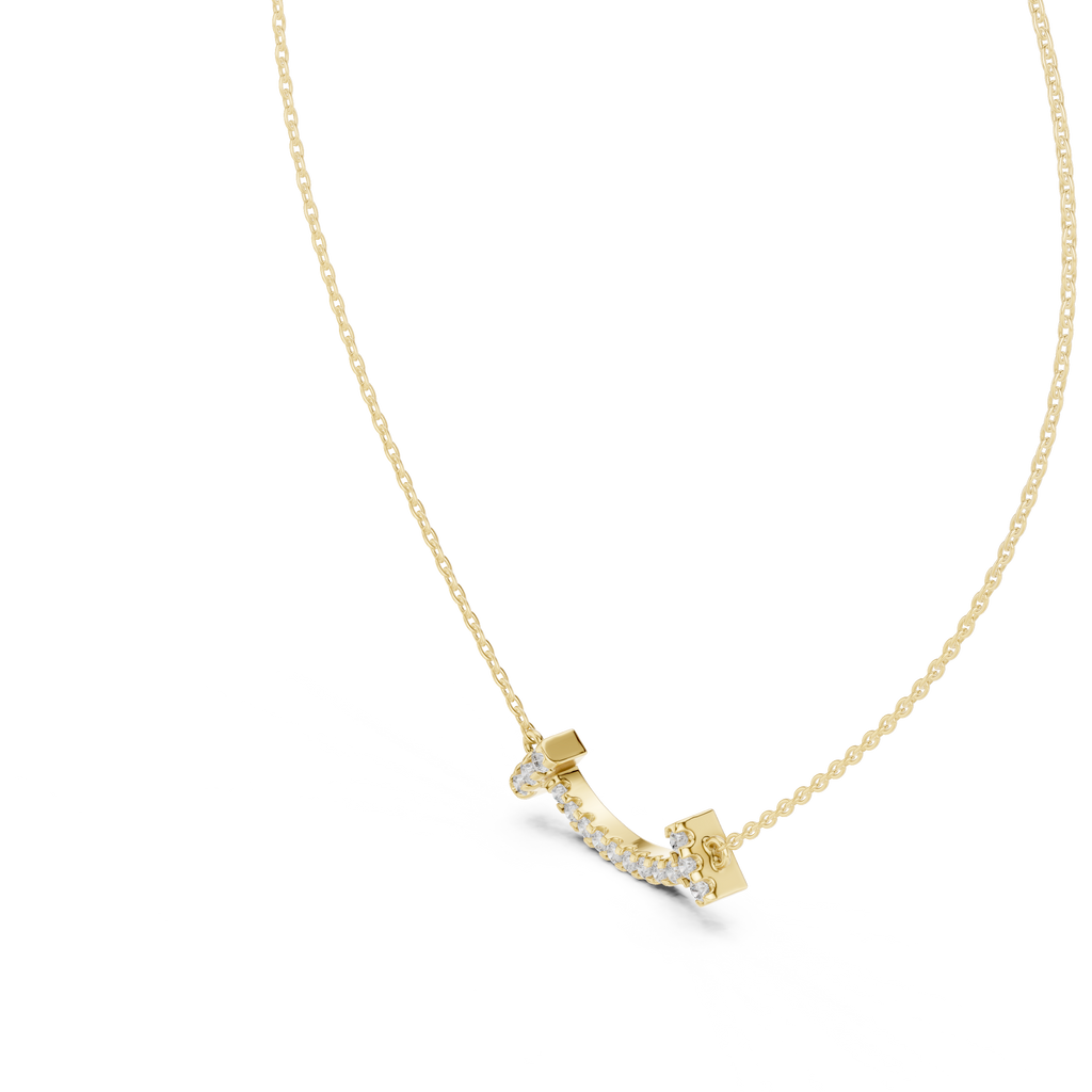 Sorrisa Curved Bar Pavé Lab Grown Diamond Smile Necklace