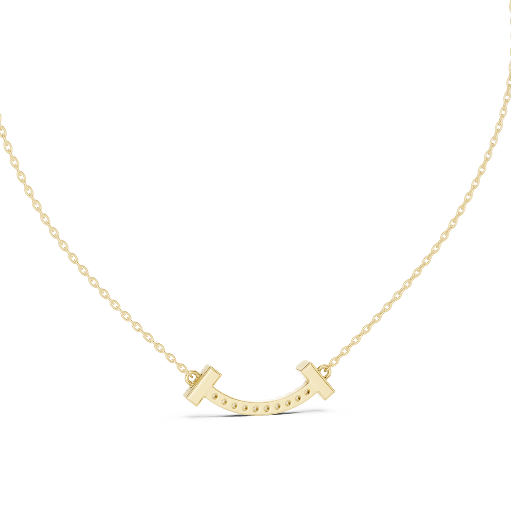 Sorrisa Curved Bar Pavé Lab Grown Diamond Smile Necklace