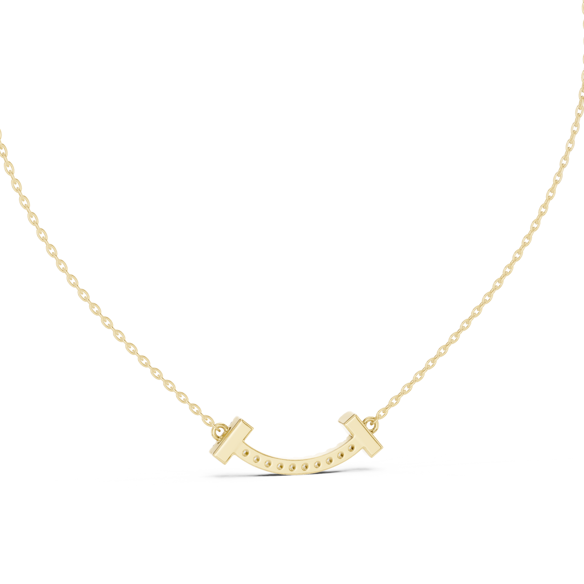 Sorrisa Curved Bar Pavé Lab Grown Diamond Smile Necklace