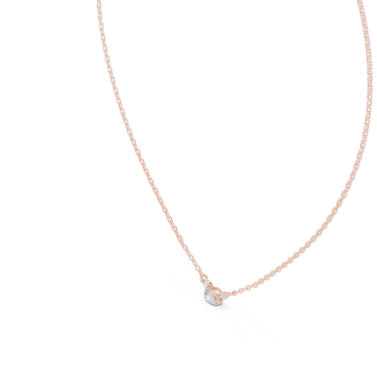 Trisolle East West Oval and Pear Three Stone Lab Grown Diamond Station Necklace