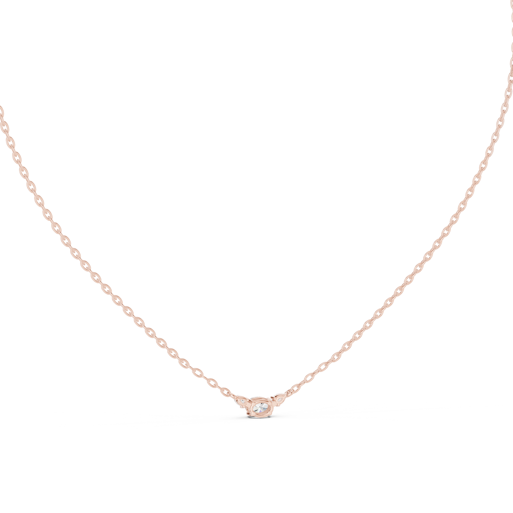 Trisolle East West Oval and Pear Three Stone Lab Grown Diamond Station Necklace
