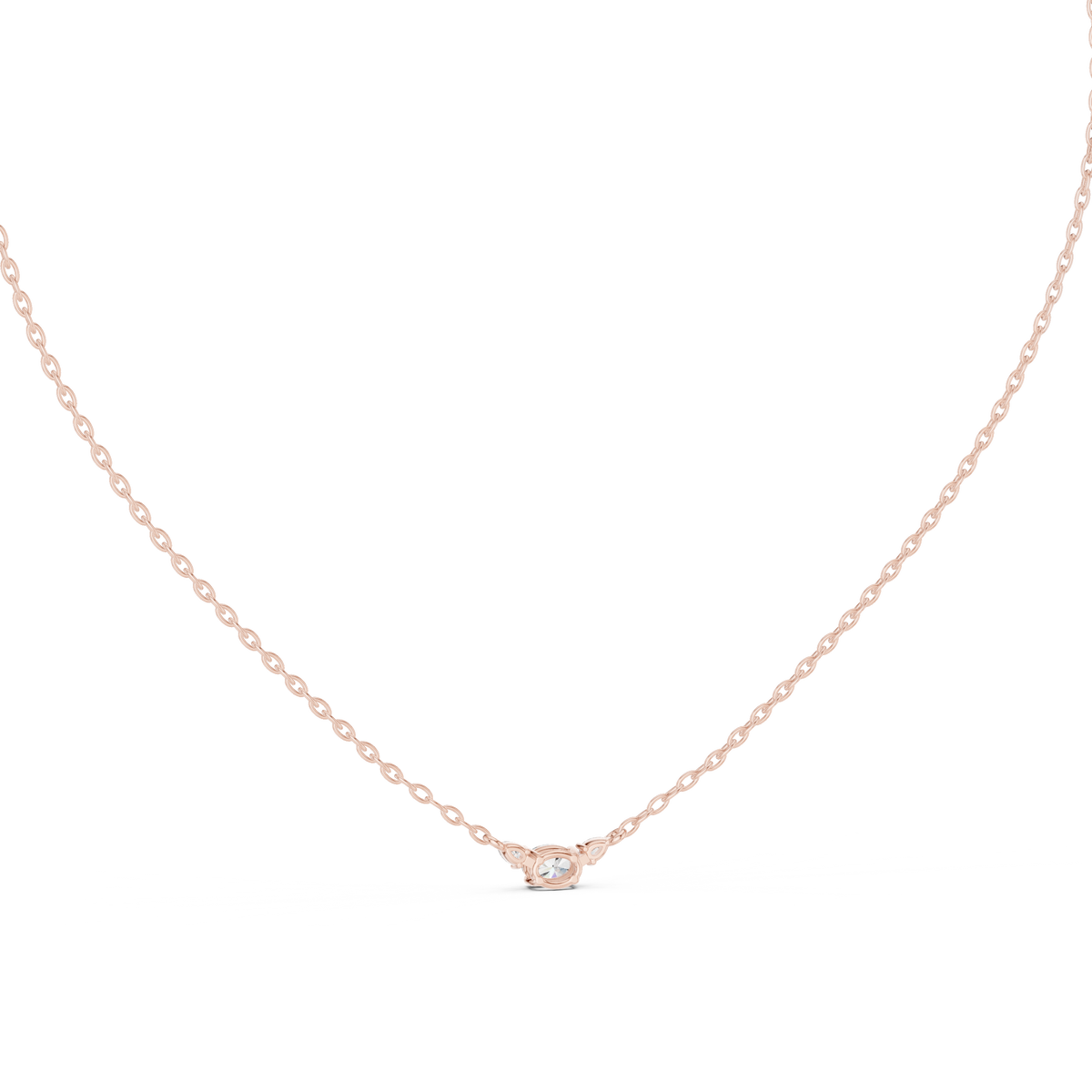 Trisolle East West Oval and Pear Three Stone Lab Grown Diamond Station Necklace