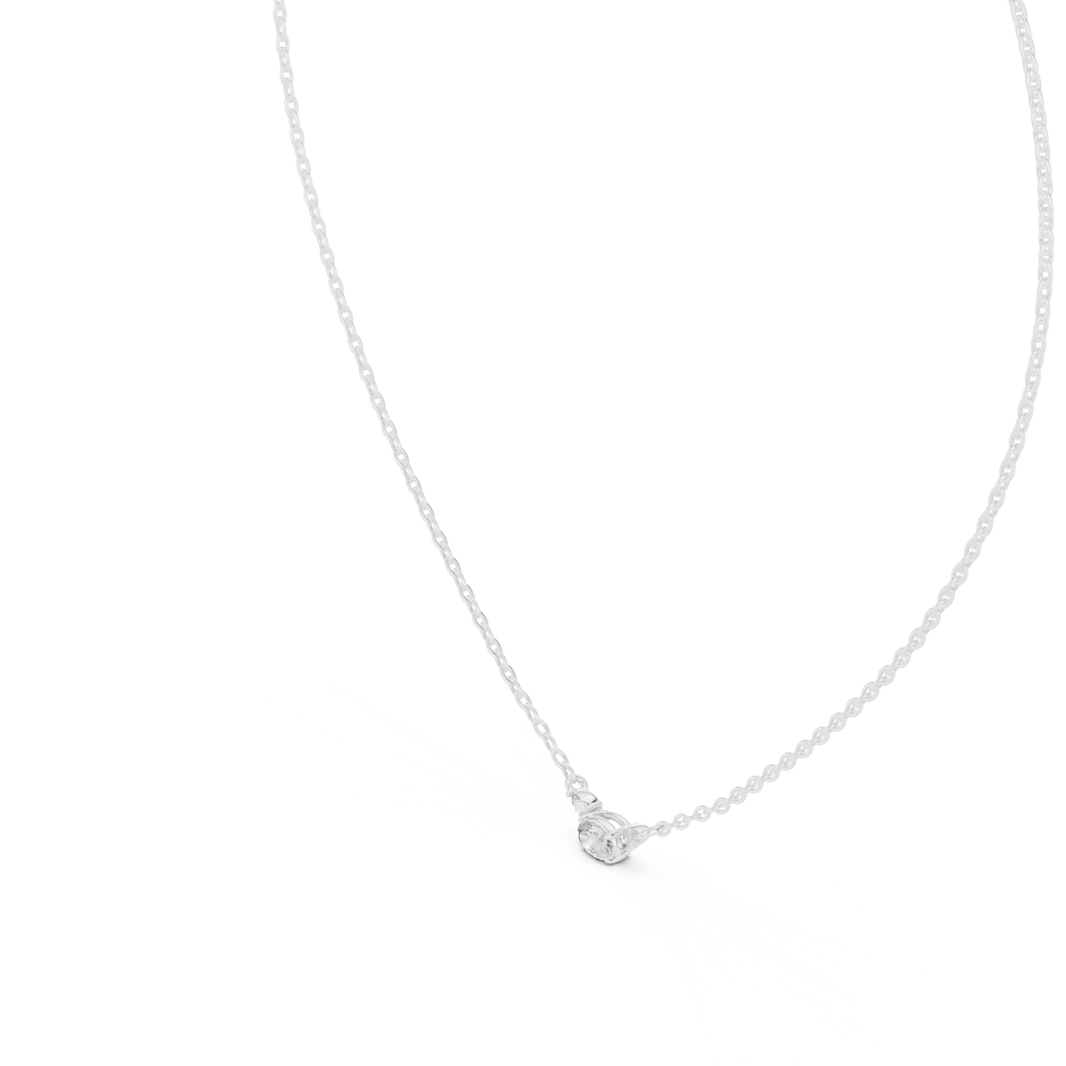 Trisolle East West Oval and Pear Three Stone Lab Grown Diamond Station Necklace