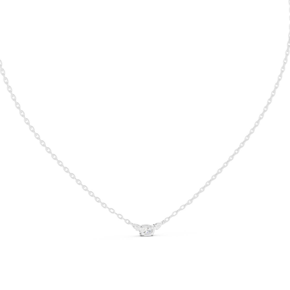Trisolle East West Oval and Pear Three Stone Lab Grown Diamond Station Necklace