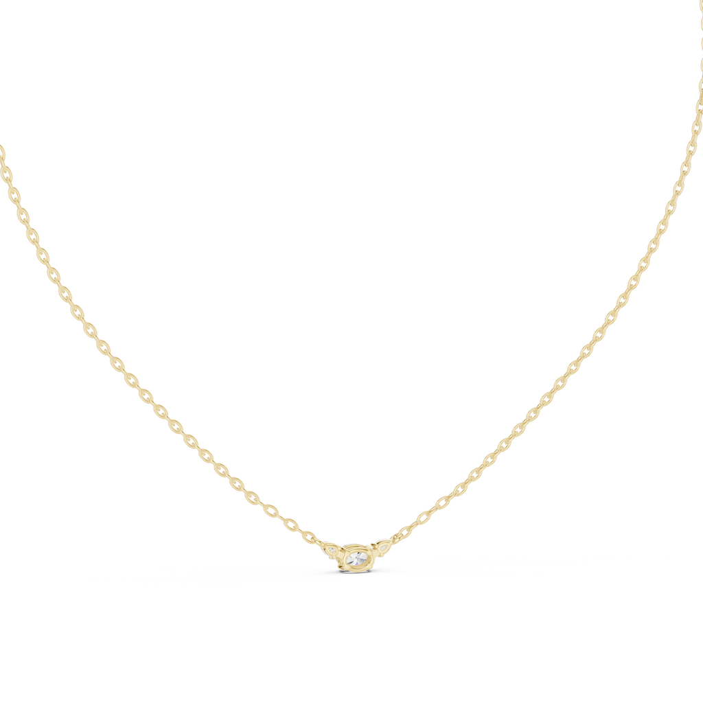 Trisolle East West Oval and Pear Three Stone Lab Grown Diamond Station Necklace