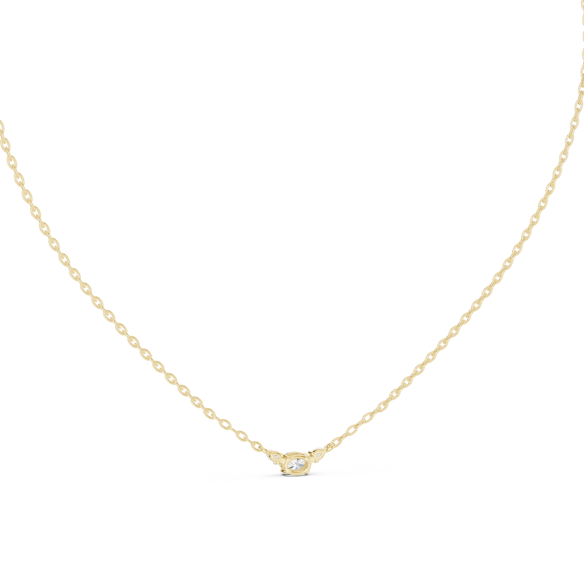 Trisolle East West Oval and Pear Three Stone Lab Grown Diamond Station Necklace